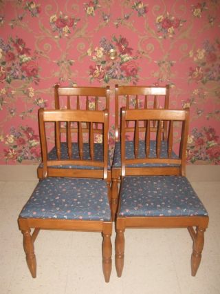 4 Ladderback Maple Chairs Mid Century Modern Contemporary Streamlined photo