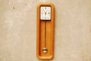 Howard Miller Long Oak Pendulum Wall Clock Mid Century photo