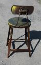Vintage Industrial Era / Mid Century Modernism Metal High Stool With Back 1900-1950 photo 2