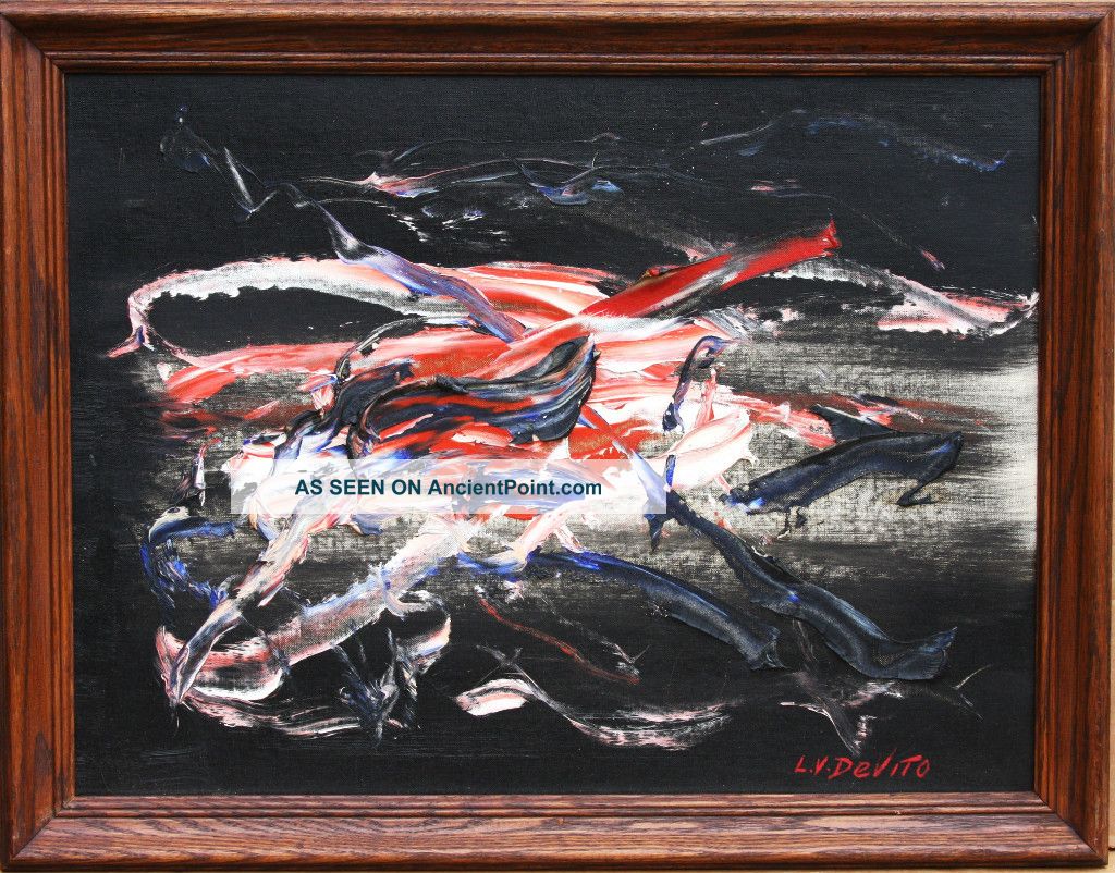 L.  V.  Devito; Oil/b; Mid Century Modern Abstract 1960s Mid-Century Modernism photo