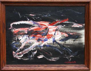 L.  V.  Devito; Oil/b; Mid Century Modern Abstract 1960s photo