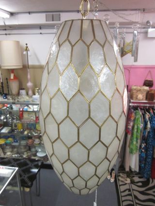 Capiz Shell Faceted Light Fixture C1960s By Feldman Co. photo