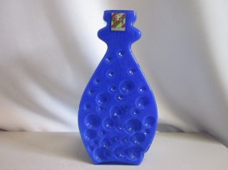Fancy 70s Art Glass Vase Hirschberg Bubble Design Germany Pop Art Stunning Blue photo