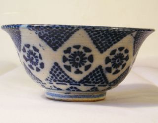 Antique Blue Spatter Stoneware Bowl T3 photo