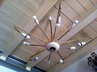 Huge Vintage Mid Century Sputnik Chandelier Ceiling Lamp 1960s photo