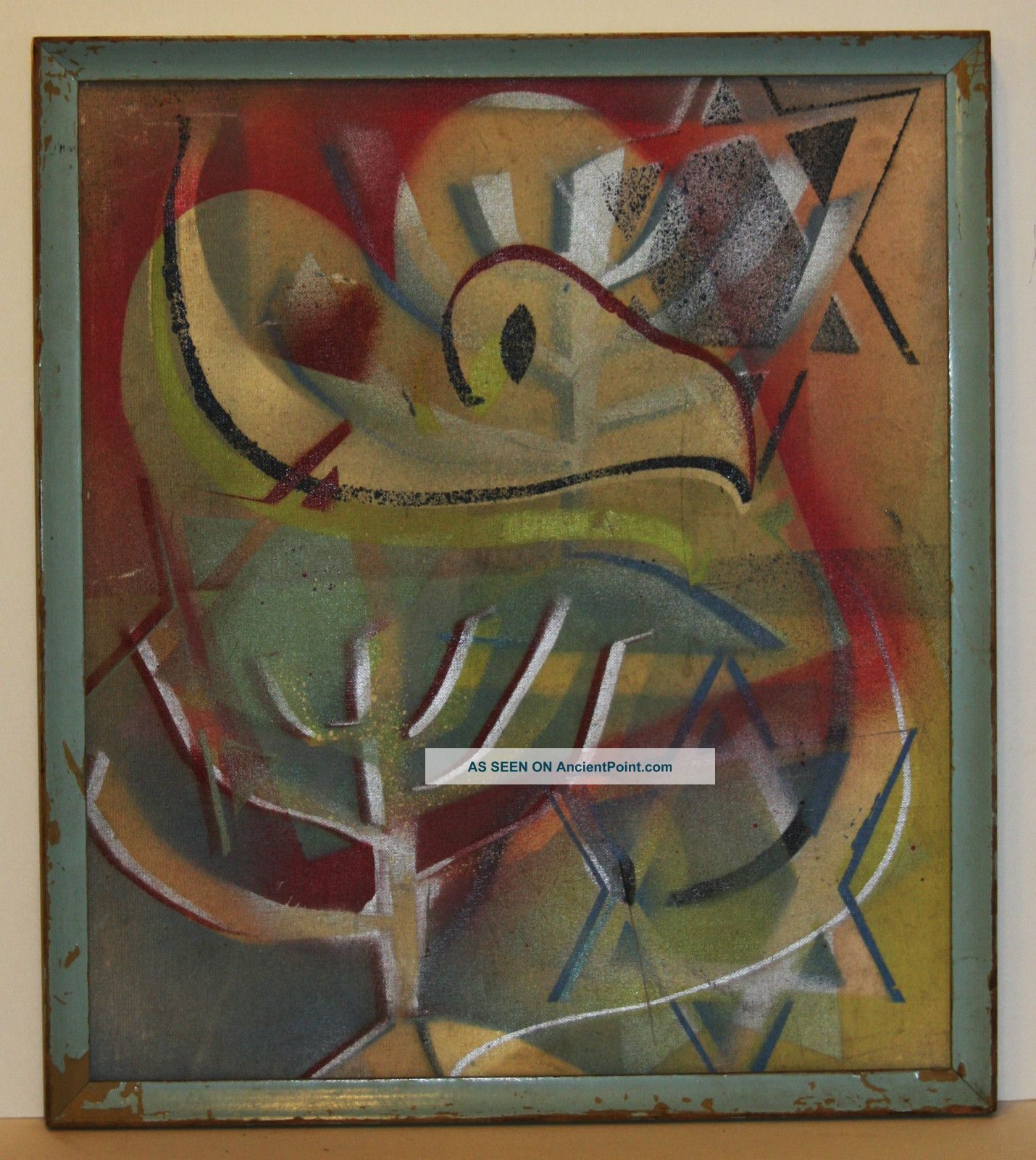Signed Danziger 1965; Quality Mid Century Modern Abstract Painting With Menorah Mid-Century Modernism photo