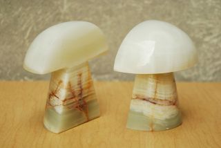 Marble Mushroom Bookends Cream Gold Grey Vintage Mid Century I Like Mikes photo