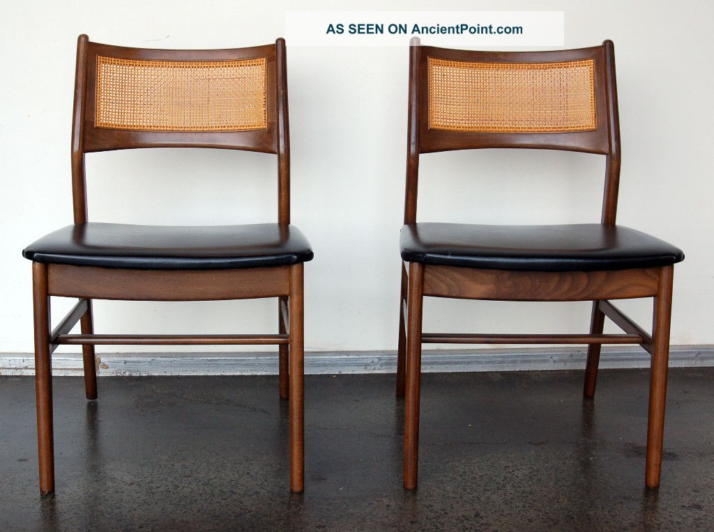 Pair Of Dux Side Chairs Rattan Back Black Sweden Knoll Post-1950 photo