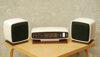 Zenith White Am/fm Stereo Radio Egg Speakers Ipod Compatible Mid Century Modern photo