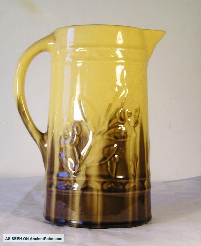 Antique Fabulous Yellow Ware Rockingham Pitcher Real Whieldon Z21 Mid-Century Modernism photo