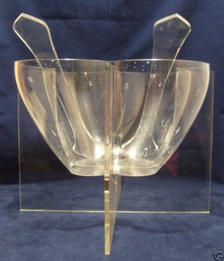 Clear Lucite Salad Bowl And Tongs photo