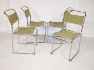 Rare Vintage Pel Chrome Industrial Chic Bauhaus Bruno Pollak Stacking Chairs 30s photo