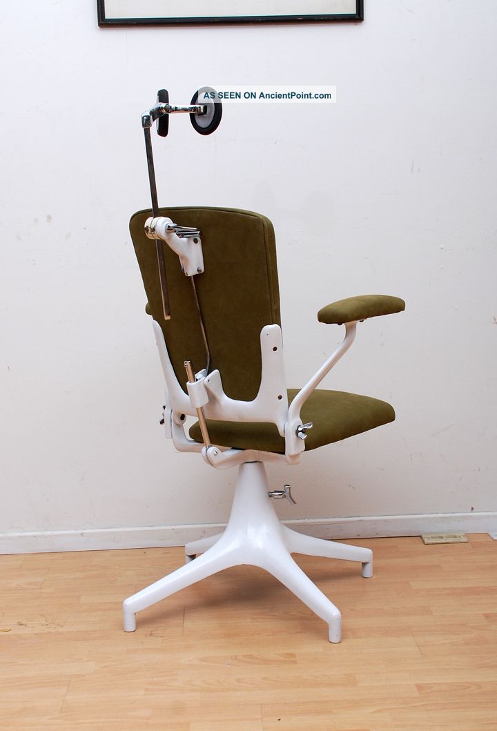 Mid Century Modern Dentist Chair Cast Iron Chrome Plated And New Leather Mid-Century Modernism photo