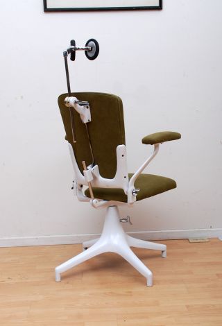Mid Century Modern Dentist Chair Cast Iron Chrome Plated And New Leather photo