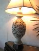 Vintage Mid Century Pottery Lamp With Mod Flowers - Hollywood Regency Lamps photo 9