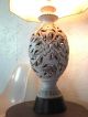 Vintage Mid Century Pottery Lamp With Mod Flowers - Hollywood Regency Lamps photo 2