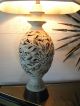 Vintage Mid Century Pottery Lamp With Mod Flowers - Hollywood Regency Lamps photo 5