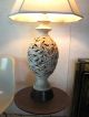 Vintage Mid Century Pottery Lamp With Mod Flowers - Hollywood Regency Lamps photo 6