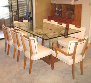 Paul Laszlo Dining Set Table 8 Chairs Buffet & Console Brown - Saltman photo