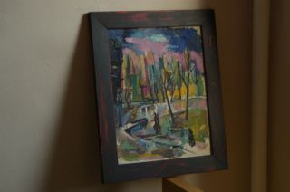 Central Park Oil Painting Vintage Cityscape Abstract photo