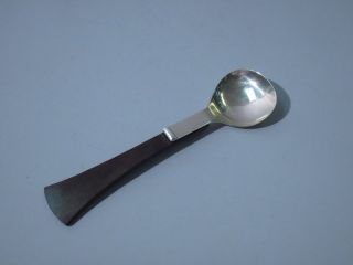 Vintage American Sterling Silver Spoon Wood Handle Midcentury Postwar C 1950 photo
