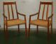 Pair Danish Arm Chairs Woven Reed Wegner Mcm Mid Century Eames Knoll Mobler Best Mid-Century Modernism photo 1