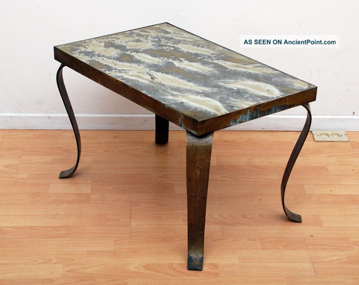 Arturo Pani Side Table Brass & Glass Top Mexican Modernist Mid-Century Modernism photo