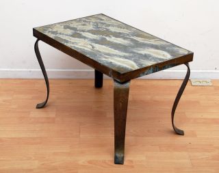 Arturo Pani Side Table Brass & Glass Top Mexican Modernist photo