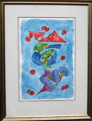 Signed: D3; Stunning Mid Century Modernism Colorful Abstract Composition - photo