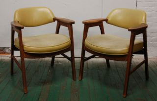 Pair Uphosltered Arm Chairs Mid Century Lounge Mcm Eames Knoll Risom Best photo
