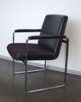 Vintage Black Leather Arm Chair Mcm Baughman Knoll Eames Best photo