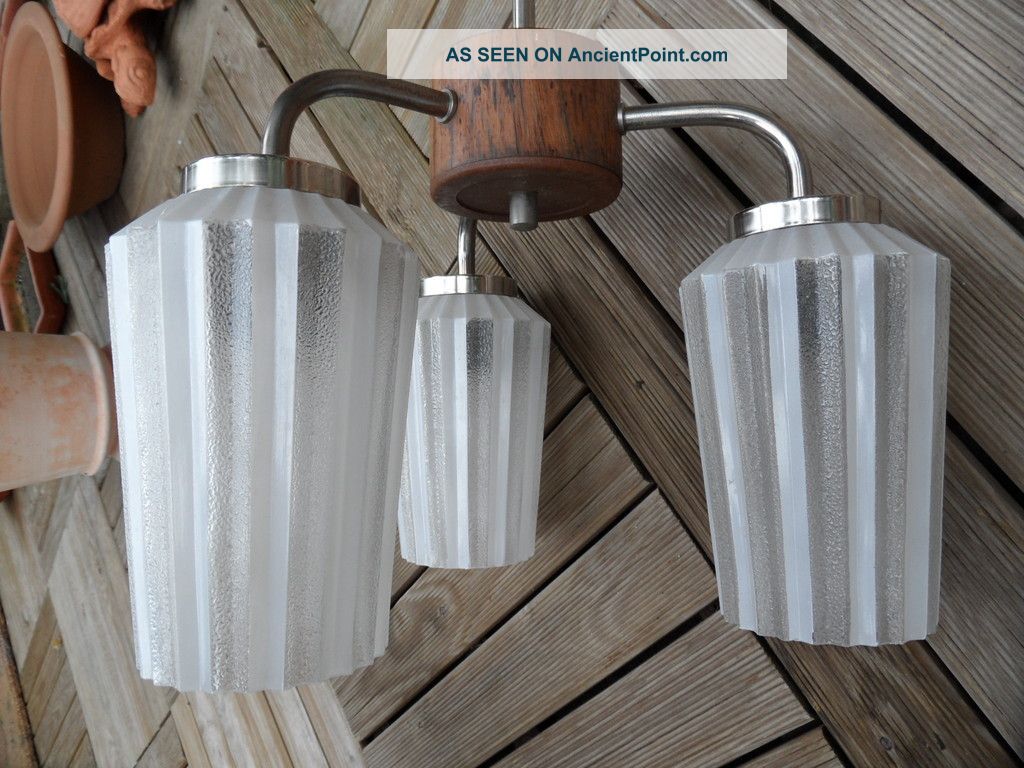 Fine Petite 1960´s Pendant Ceiling Lamp Chrome Teak 30 