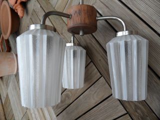 Fine Petite 1960´s Pendant Ceiling Lamp Chrome Teak 30 