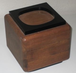 Cool / Mod 1960 ' S Wood & Black Acrylic Sculpture Stand / Base photo