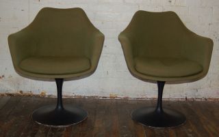 Pair Of Signed Knoll Arm Chair Green Black Mid Century Eames Vintage Knoll photo