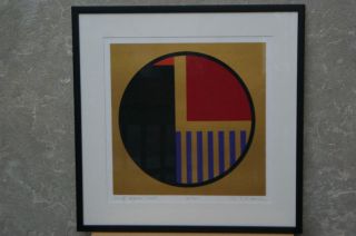 Signed Abstract Silkscreen Print T.  Hillier Fowler 70s photo