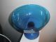 Mid Century Modern Blue Art Glass Hollow Based Compote Mid-Century Modernism photo 7