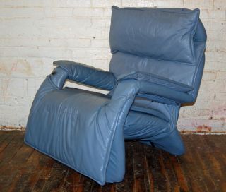 Unusual Dainsh Blue Leather Lounge Mid Century Eames Knoll Sweden Danish Best photo