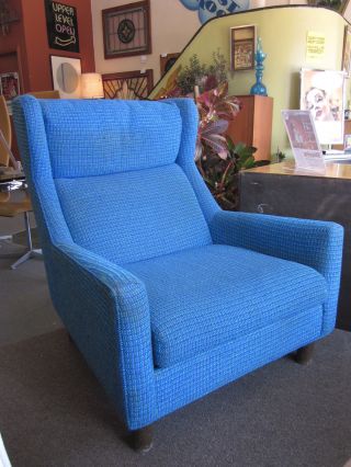 Great All Selig High - Back Blue/green Lounge Chair C1960s photo