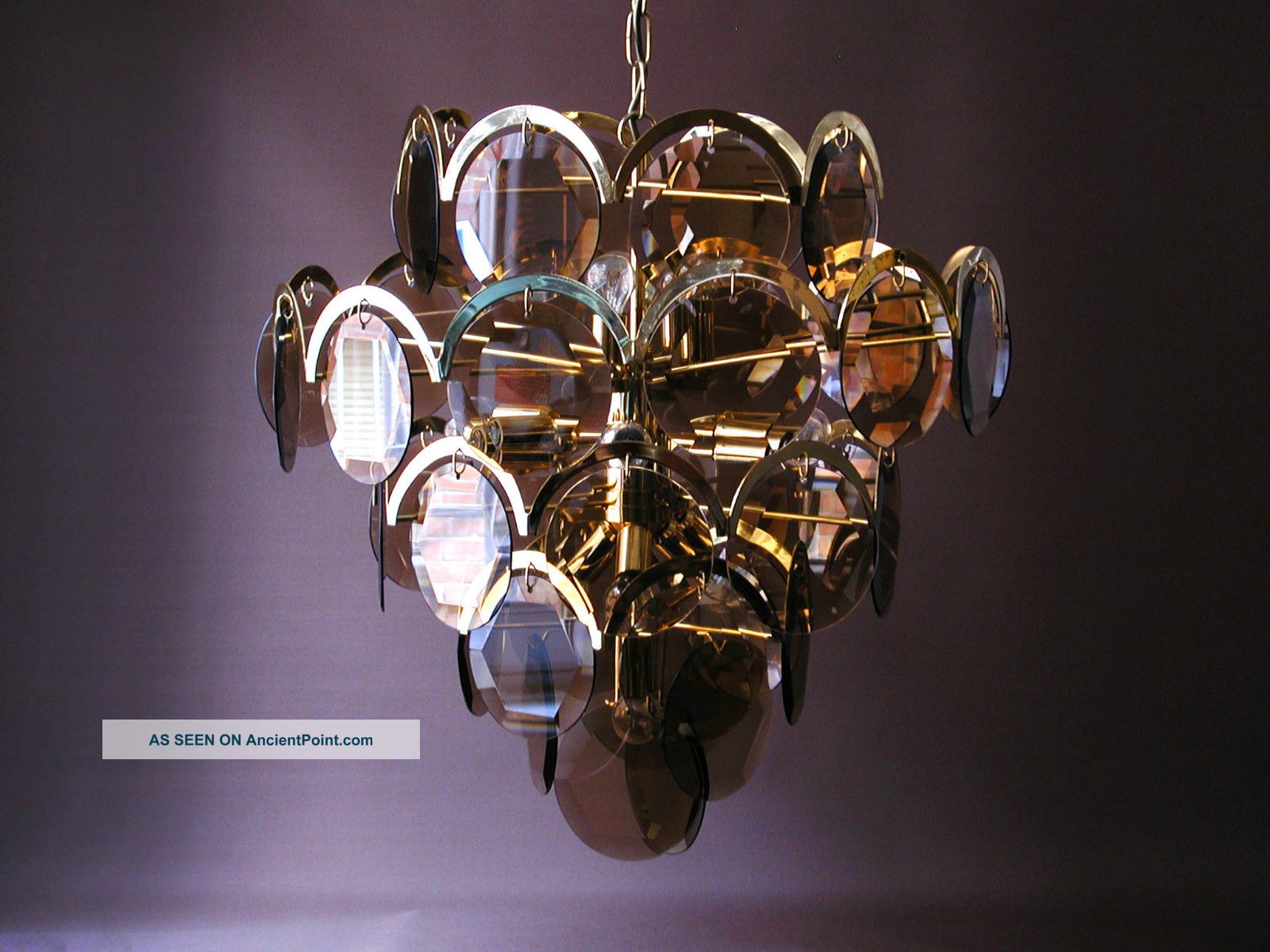 Great Italian 60s 70s Chandelier Pendulum Hanging Ceiling Lamp Mid Century Mid-Century Modernism photo