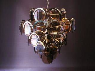 Great Italian 60s 70s Chandelier Pendulum Hanging Ceiling Lamp Mid Century photo