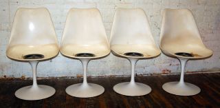 Early Signed Knoll Set Of 4 Four Tulip Chairs Florence Knoll Park Ave Ny photo