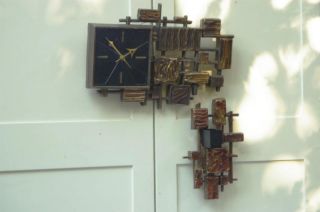Brutalist Syroco Clock Sconce Evans - Ish Bronze Vintage photo