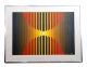 Abstract Oil In Canvas Signed Mid Century Mod Latin American Optical Art Ruelan Mid-Century Modernism photo 1