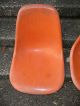 Set Of 4 Eames Herman Miller Side Shell Fiberglass Chair Seats Tangerine 1960s Mid-Century Modernism photo 10