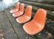 Set Of 4 Eames Herman Miller Side Shell Fiberglass Chair Seats Tangerine 1960s Mid-Century Modernism photo 2