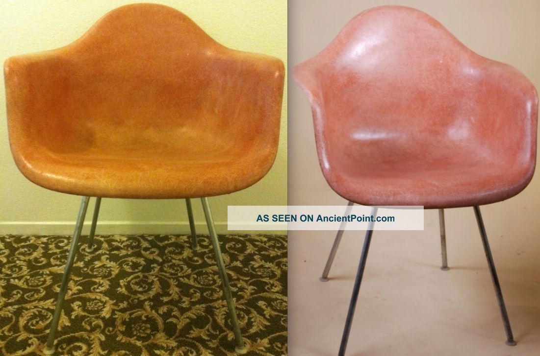 Eames Herman Miller Terracotta Red Orange Salmon Fiberglass Shell Chair Armchair Mid-Century Modernism photo