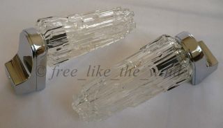 1 Pair Of Ice Glass Skyscraper Bathroom Wall Lamps Midcentury ~ 60s photo