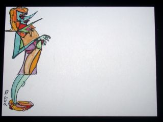 3 Tiny Surrealist Drawings Of Human Figures By Alvo 1970s,  3 photo