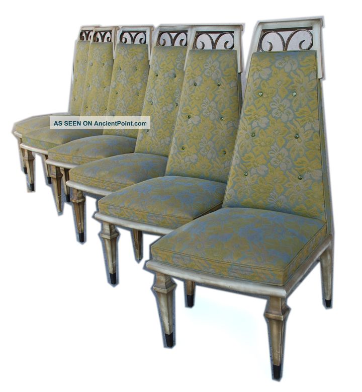 Arturo Pani Set Of Eight Chairs Mahogany Iron Hollywood Regency Era Mid-Century Modernism photo